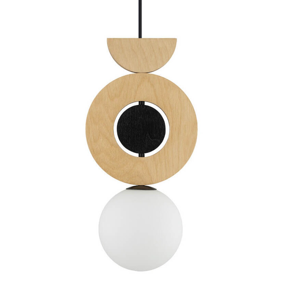 Wisząca drewniana lampa Drops 11174 Nowodvorski japandi okręgi drewniana szklana biała