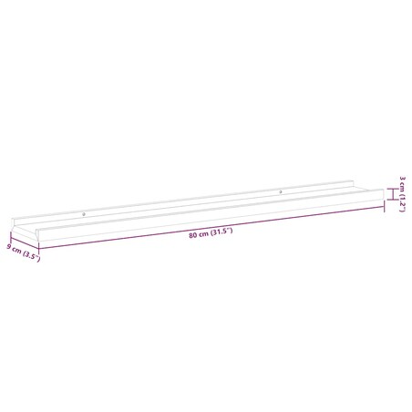 vidaXL Półki ścienne na zdjęcia, 2 szt., szare, 80x9x3 cm, MDF