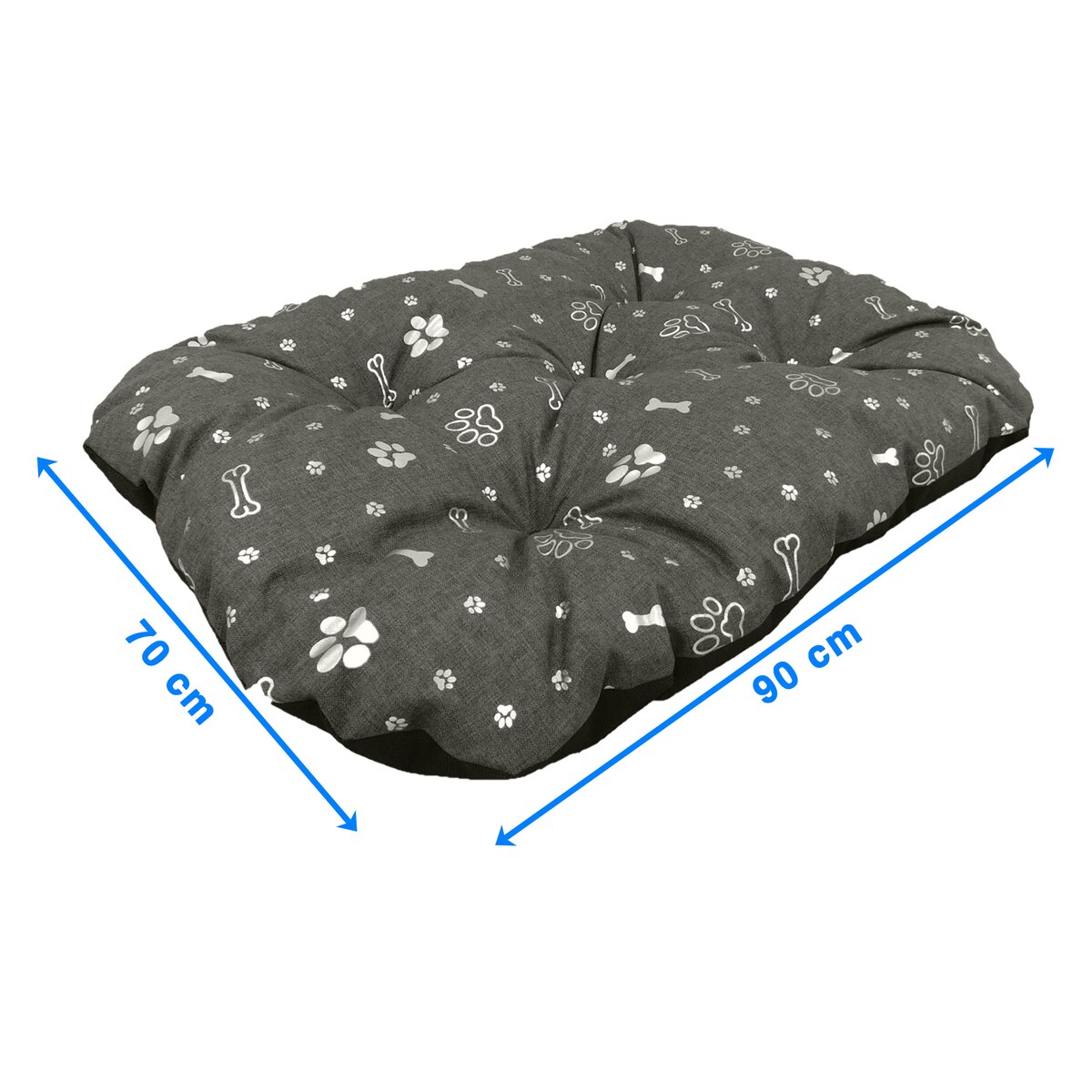 Legowisko Dla Psa Poduszka Posłanie Wytrzymałe 90X70 Cm Kość Srebrna