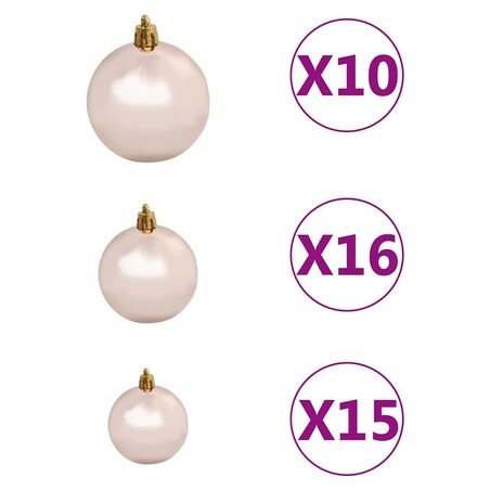 vidaXL Sztuczna choinka z lampkami i bombkami, czarna, 210 cm, PVC