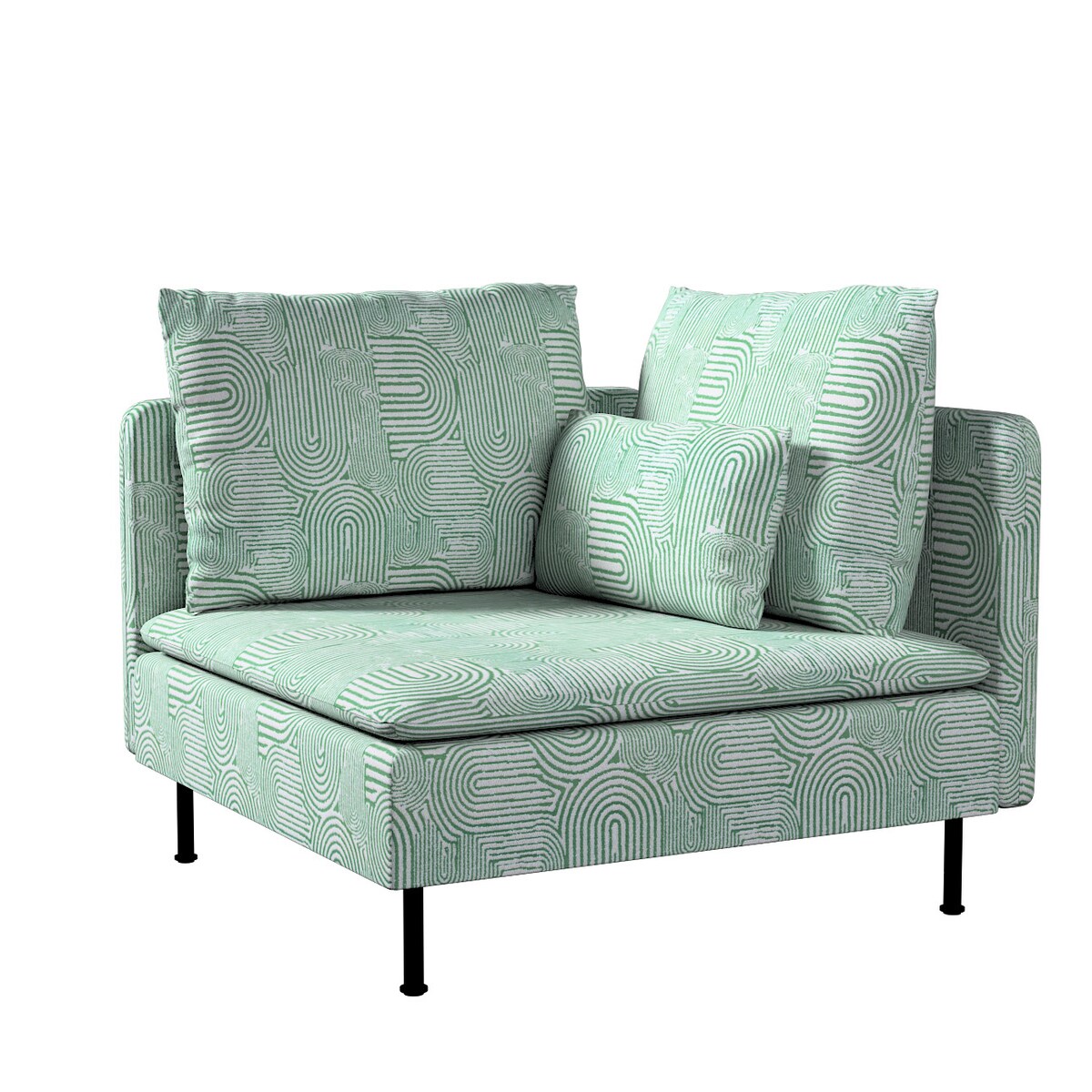 Pokrowiec na sekcję narożną Söderhamn, miętowe łuki na kremowym tle, 99 x 93 x 83 cm, Cosy Home