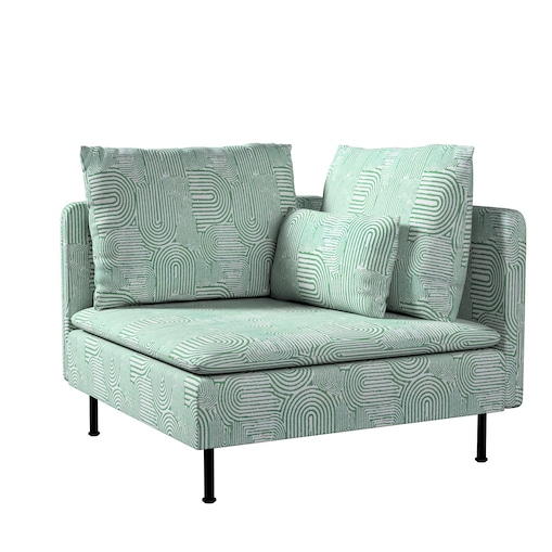 Pokrowiec na sekcję narożną Söderhamn, miętowe łuki na kremowym tle, 99 x 93 x 83 cm, Cosy Home