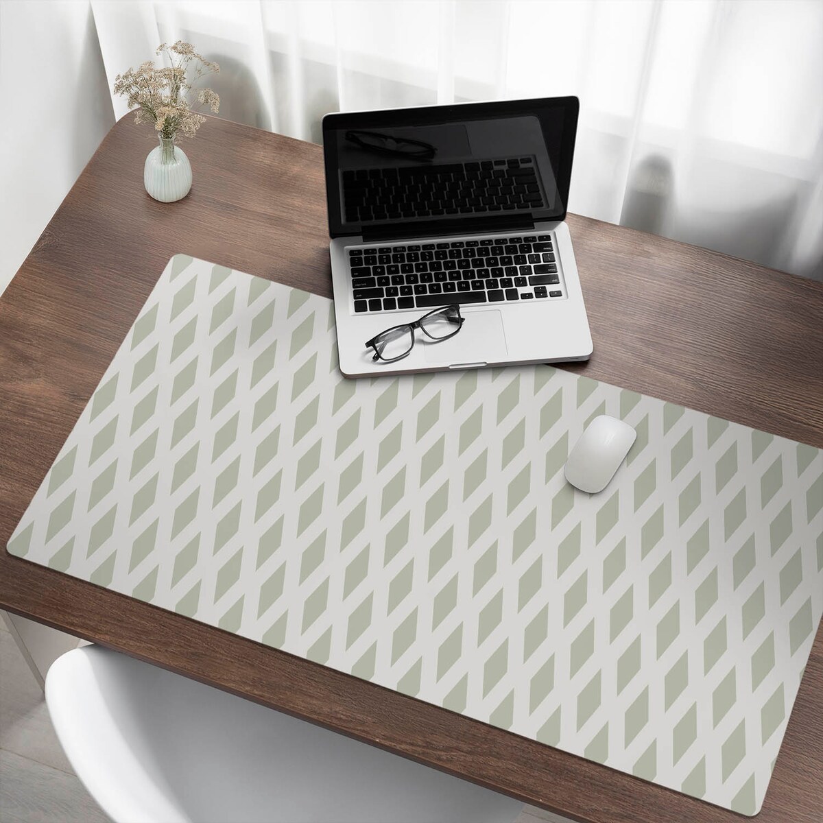 Zielona mata na biurko Diamentowy wzór retro, 120x60 cm