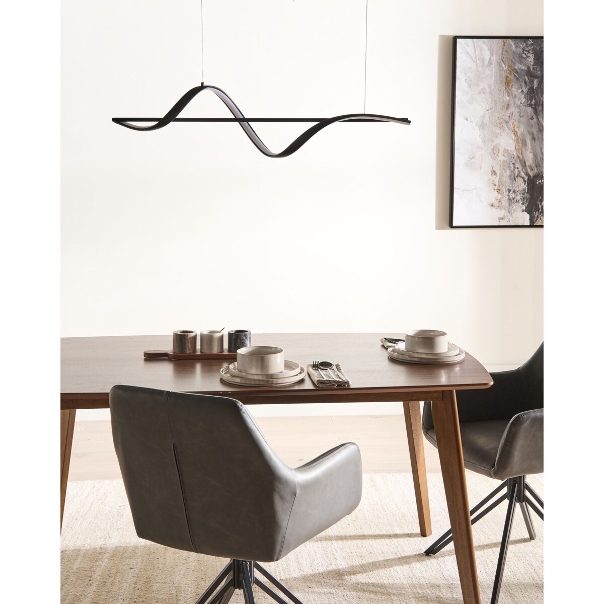 Lampa wisząca LED KHUTTI Ze ściemniaczem Metal Czarny