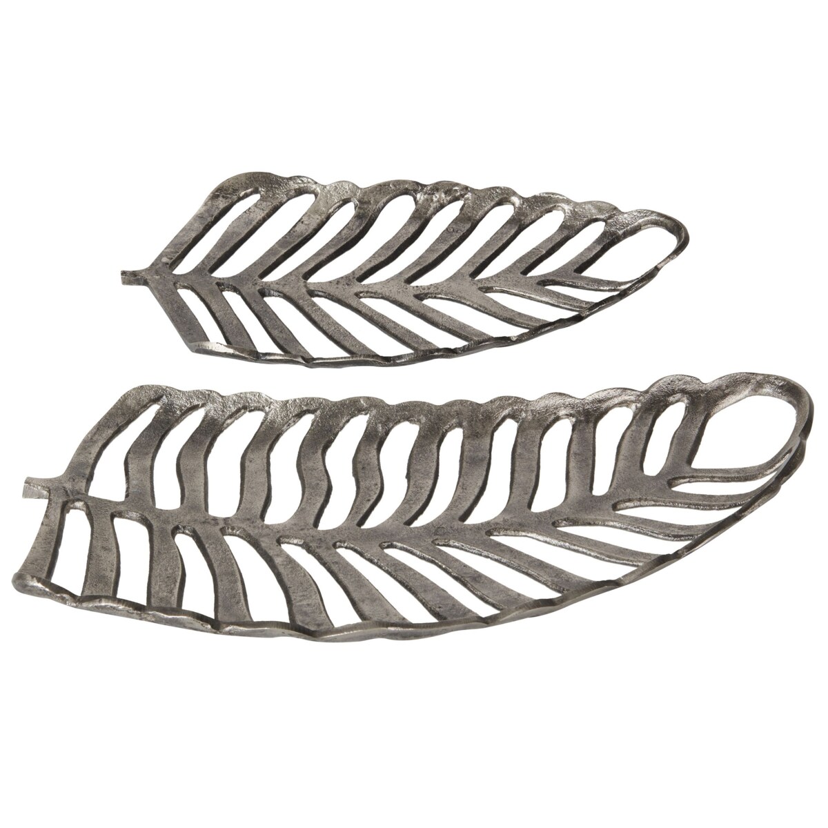 Zestaw 2 pater dekoracyjnych liść monstery srebrny AMNISOS
