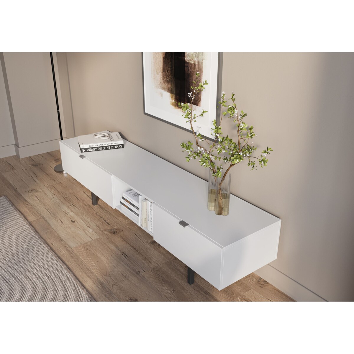 Biała szafka RTV z szufladą Skandica MYWAY / szer. 180 cm