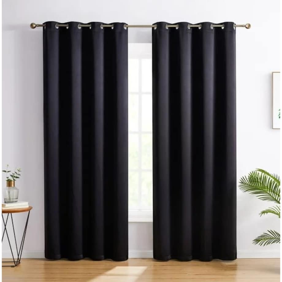 Zasłony welurowe 140x250 czarne przelotka