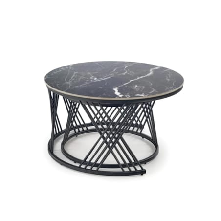Zestaw 2 stolików kawowych FLAMINGO czarny marmur/biały marmur