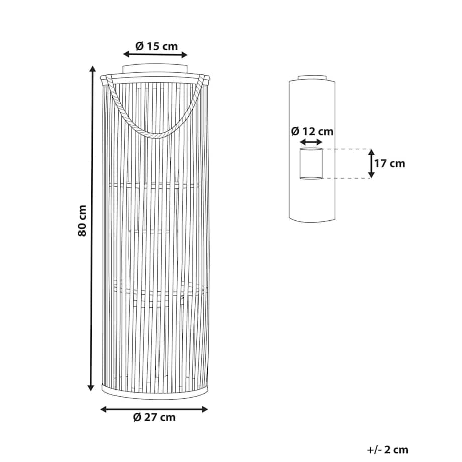 Lampion drewniany 80 cm czarny LUZON