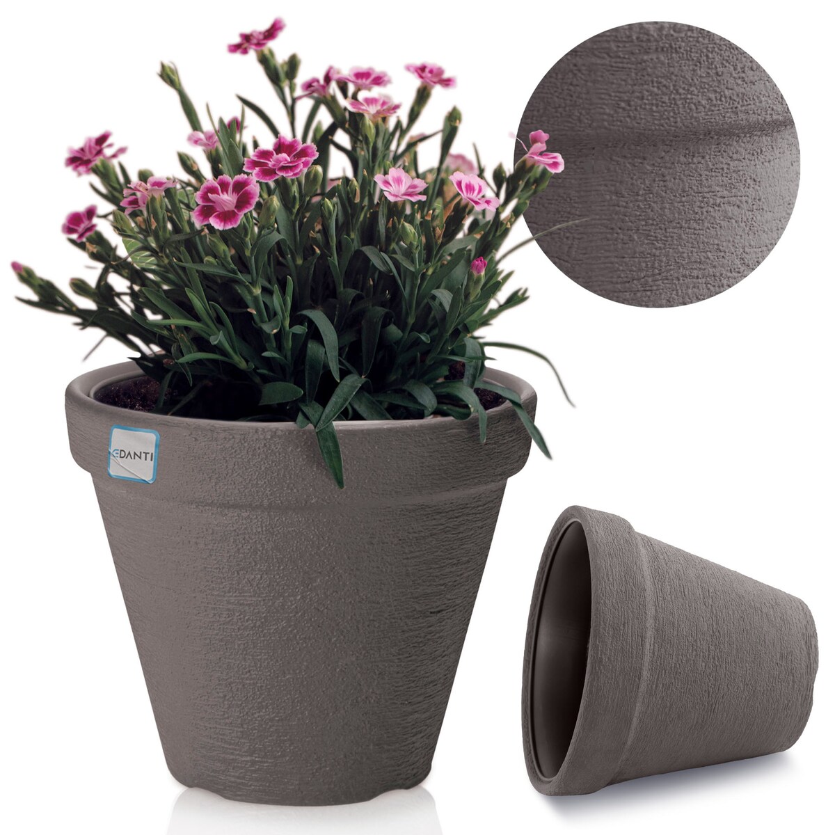 Doniczka Donica Ogrodowa 45 Cm Efekt Cegły Okrągła Na Taras Do Ogrodu Domu Antracytowa
