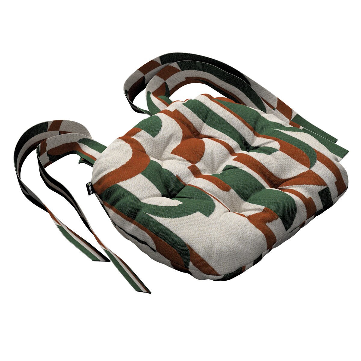 Poduszka na krzesło Marcin, zielono-czerwony wzory na kremowym tle, 40 x 37 x 8 cm, Cosy Home