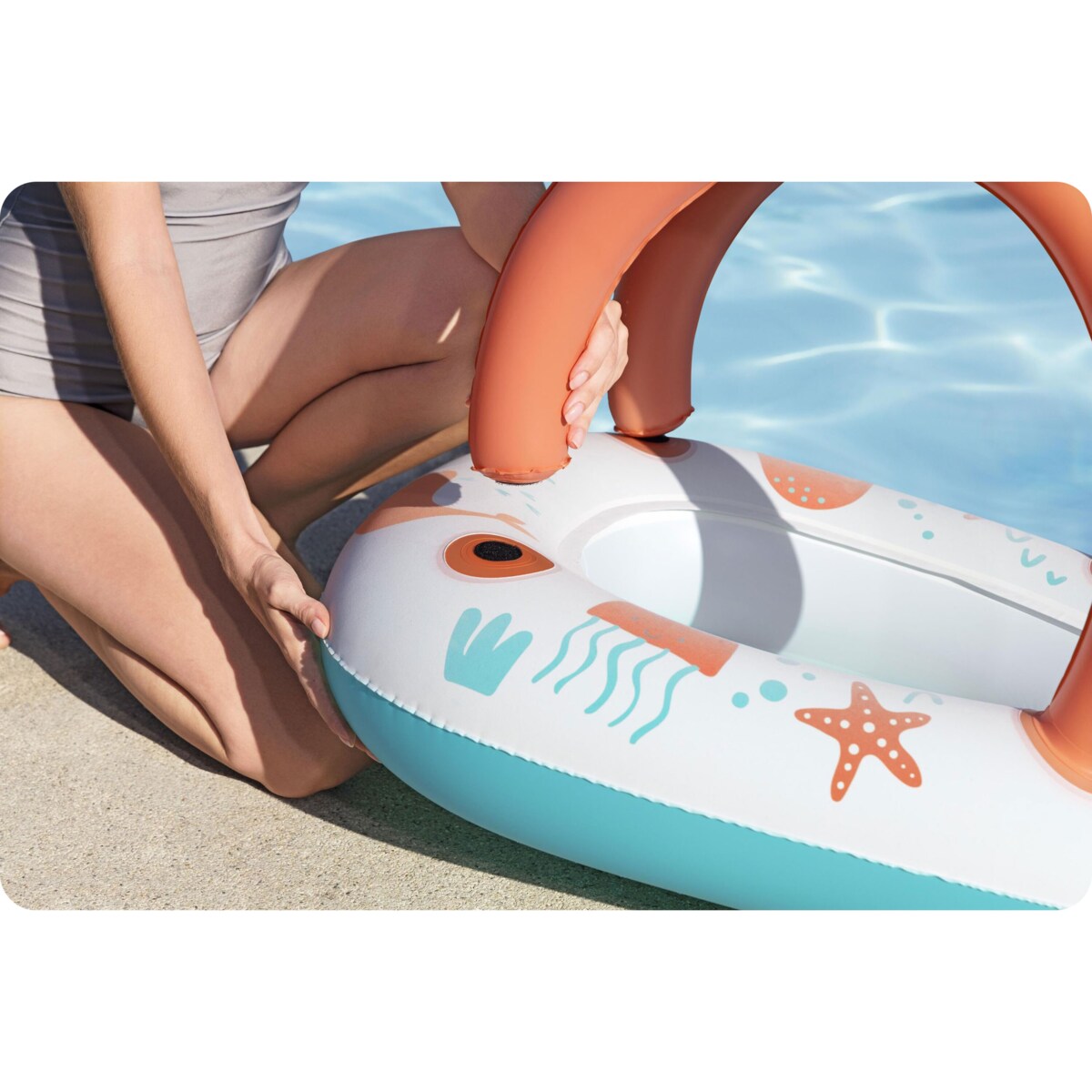 Dmuchany ponton dla dzieci z daszkiem do pływania Bestway 34203