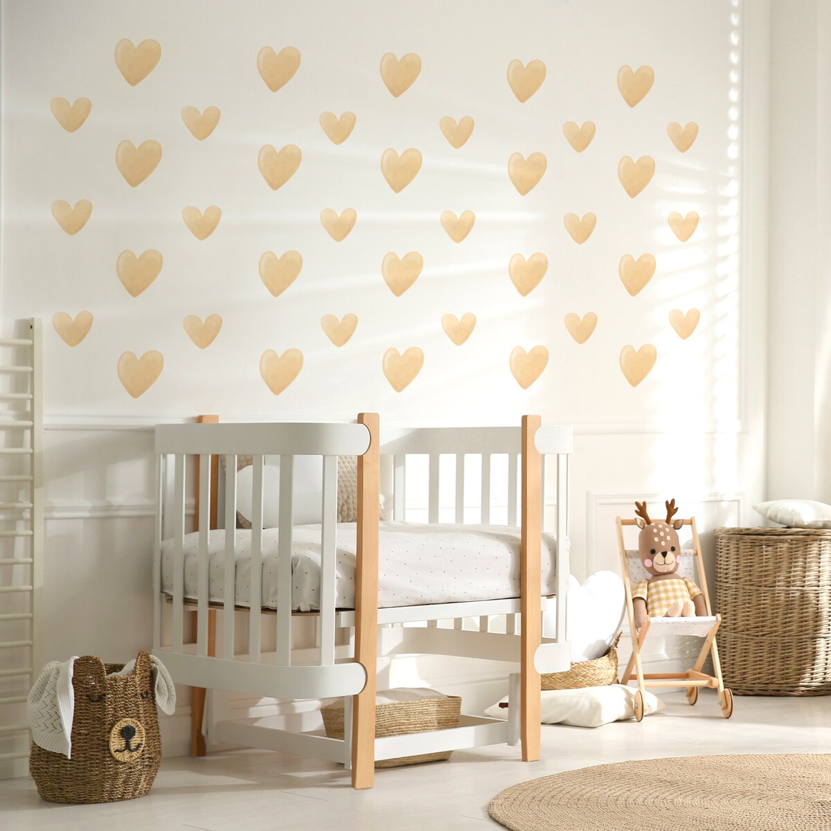 Naklejki Na Ścianę Dla Dzieci Żółte SERDUSZKA Serca ZESTAW