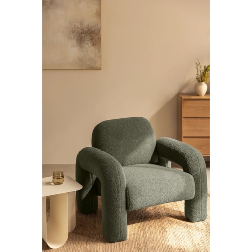 Fotel wypoczynkowy, boculé, szałwiowa zieleń, Nixon