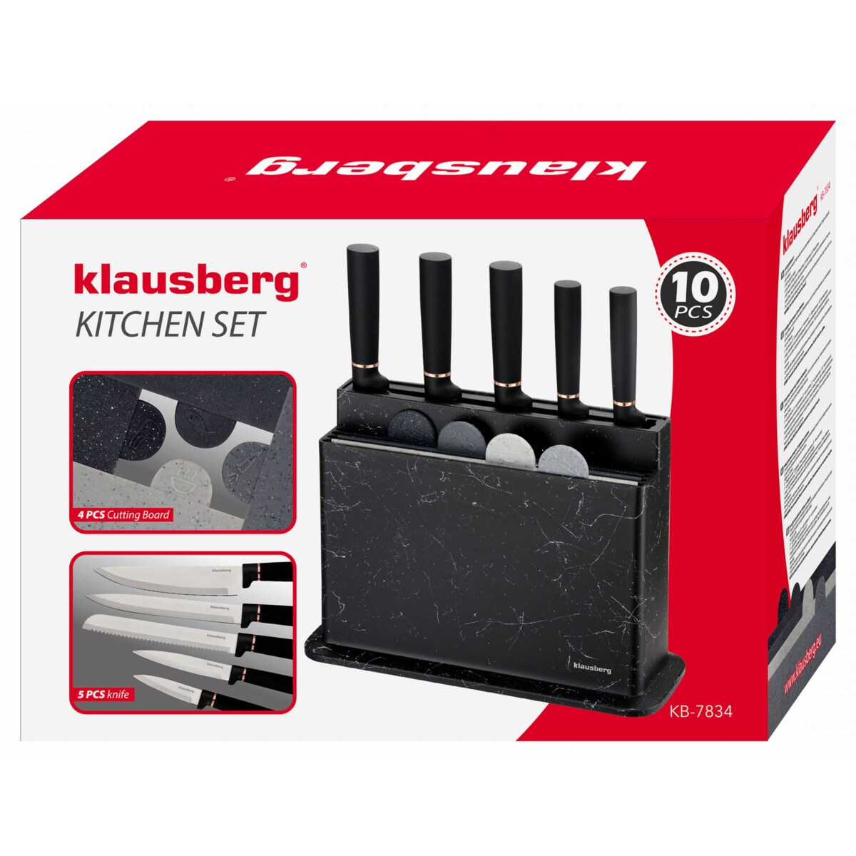 Zestaw noży kuchennych w bloku z deskami do krojenia noże KLAUSBERG