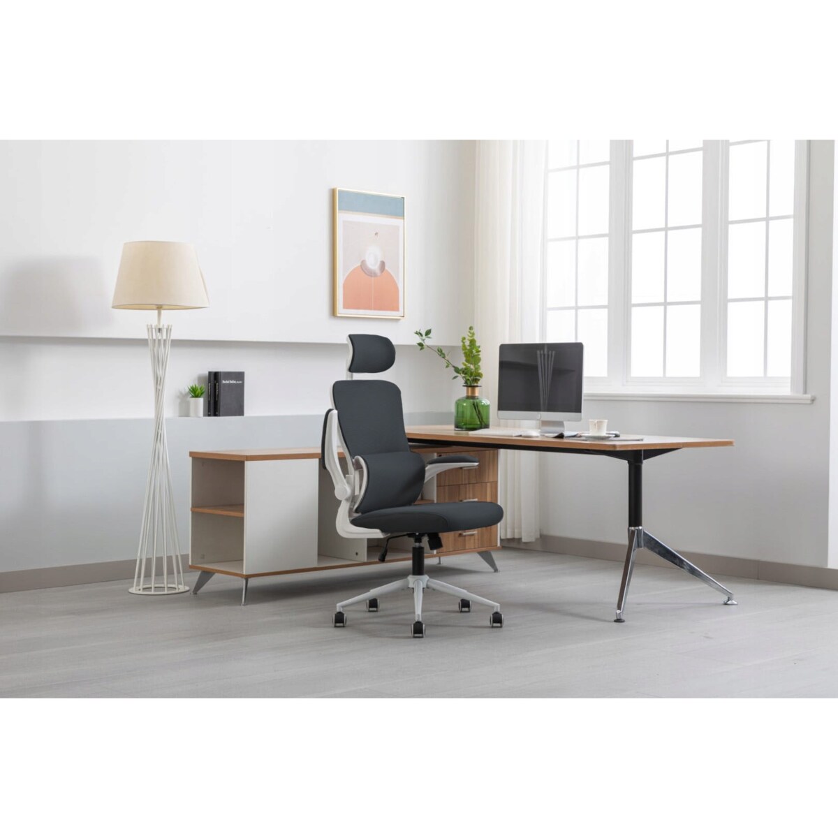 Fotel Krzesło Do Biurka Biura Zeo Czarny Biały