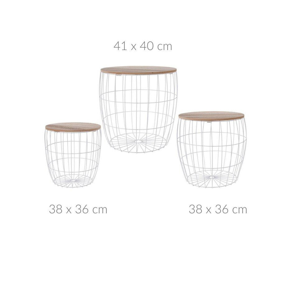 Stoliki kawowe z funkcją przechowywania 2w1, białe, 3 sztuki w komplecie