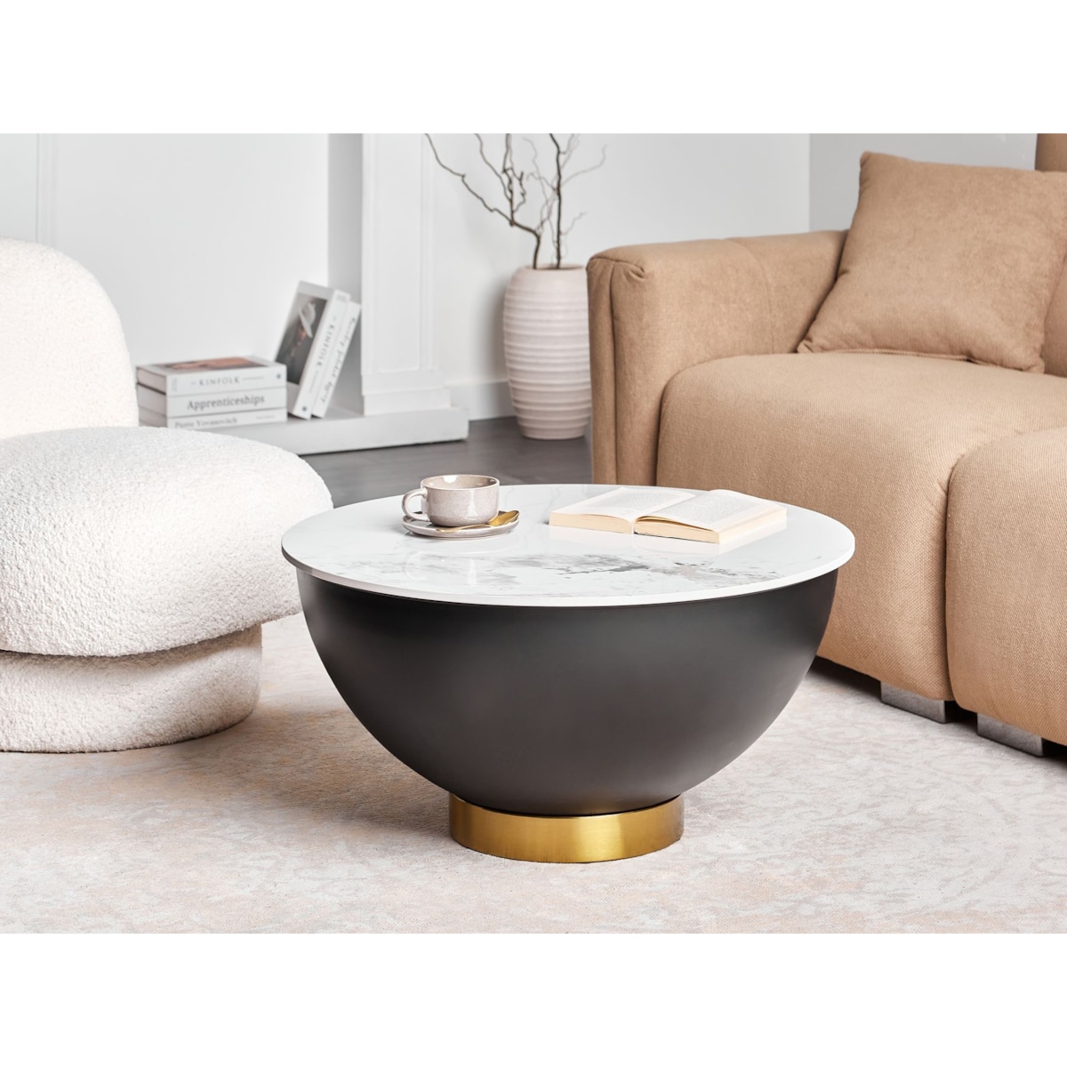 Stolik kawowy ceramiczny czarny NADINE