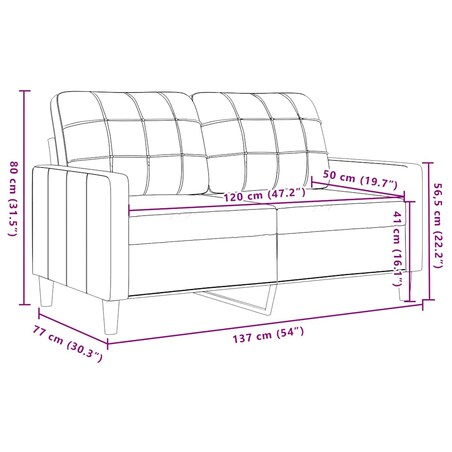 vidaXL Sofa 2-osobowa, kremowy, 120 cm, tapicerowana aksamitem