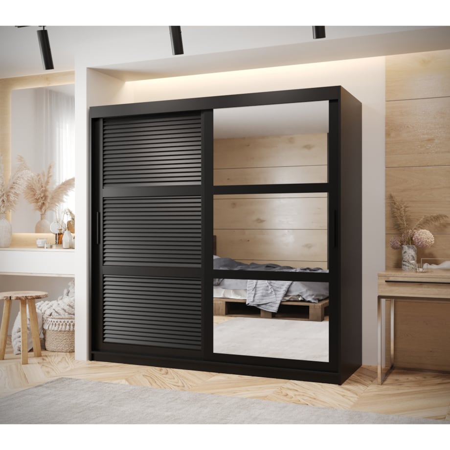 Szafa przesuwna Garderoba ŻALUZJA 2 180 czarny