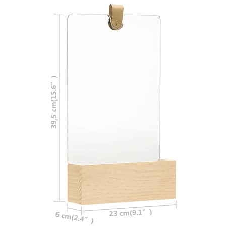 vidaXL Lustro ścienne z półką z litego drewna sosnowego, 23x39,5 cm
