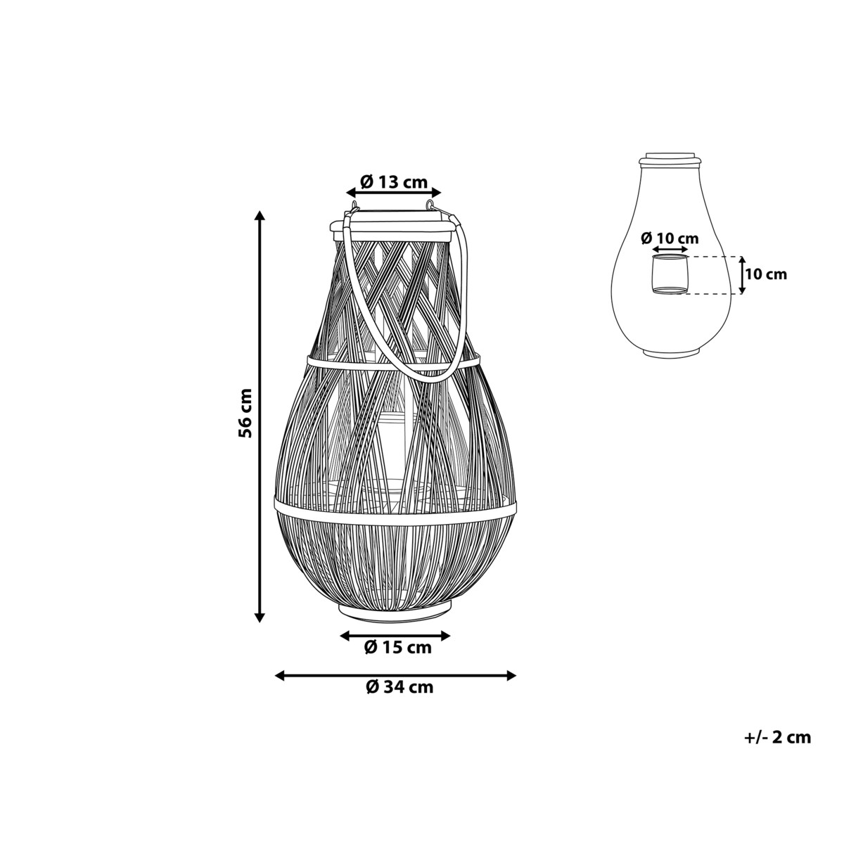 Lampion TONGA Bambus 56 cm Biały