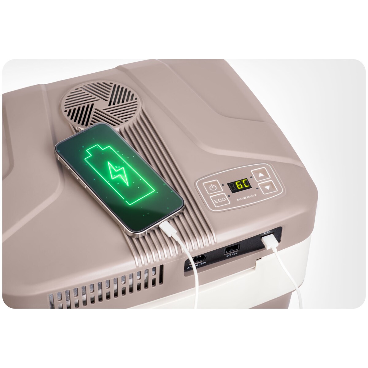 Lodówka turystyczna samochodowa 12V/230V USB funkcja grzania 29l Berdsen