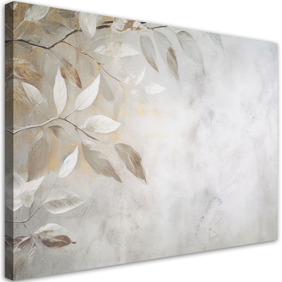 Abstrakcja Obraz do salonu sypialni kuchni Beżowe liście gałązki natura beton boho 120x80