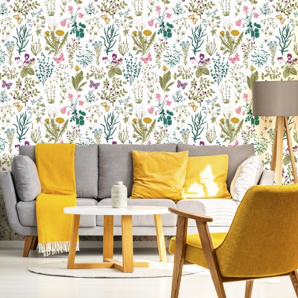 Tapeta Kolorowe Rośliny KWIATY Liście Motyle