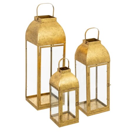 Komplet trzech złotych latarni Enzo 62 cm