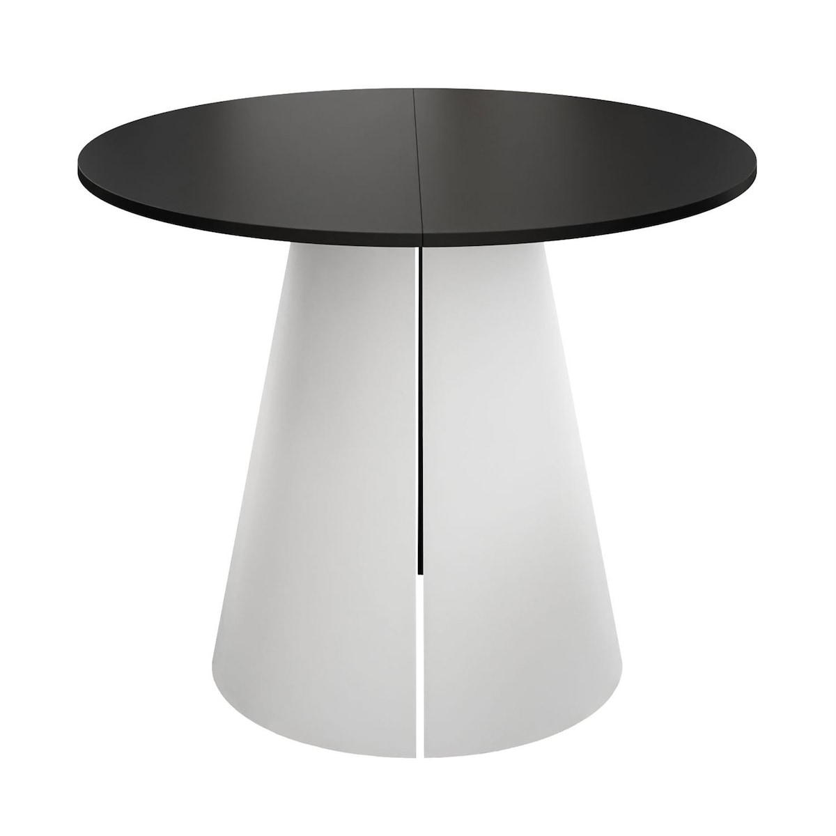 Okrągły stół rozkładany LAVA, średnica 120cm, biały / czarny mat