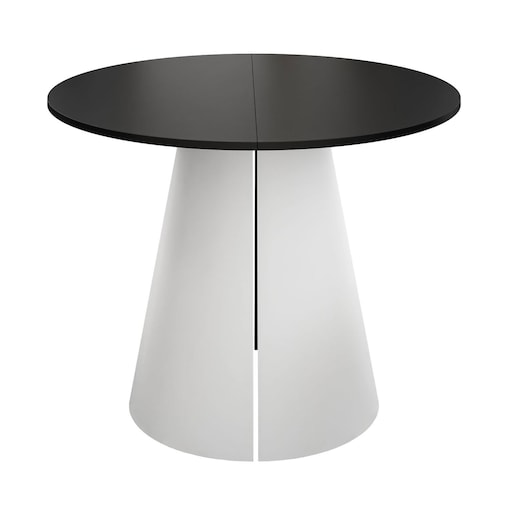 Okrągły stół rozkładany LAVA, średnica 120cm, biały / czarny mat
