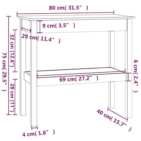 vidaXL Stolik konsolowy, biały, 80x40x75 cm, lite drewno sosnowe