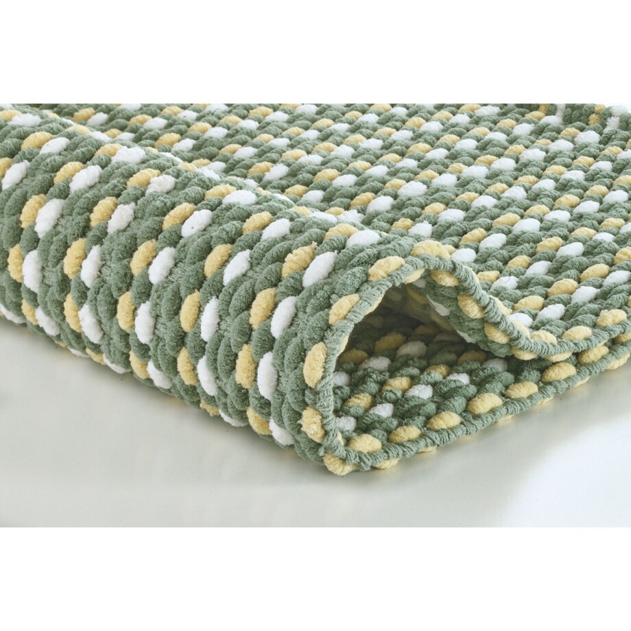 Kleine Wolke Loop ręcznie tkany Dywanik łazienkowy zielony 70x120 cm nić szenilowa