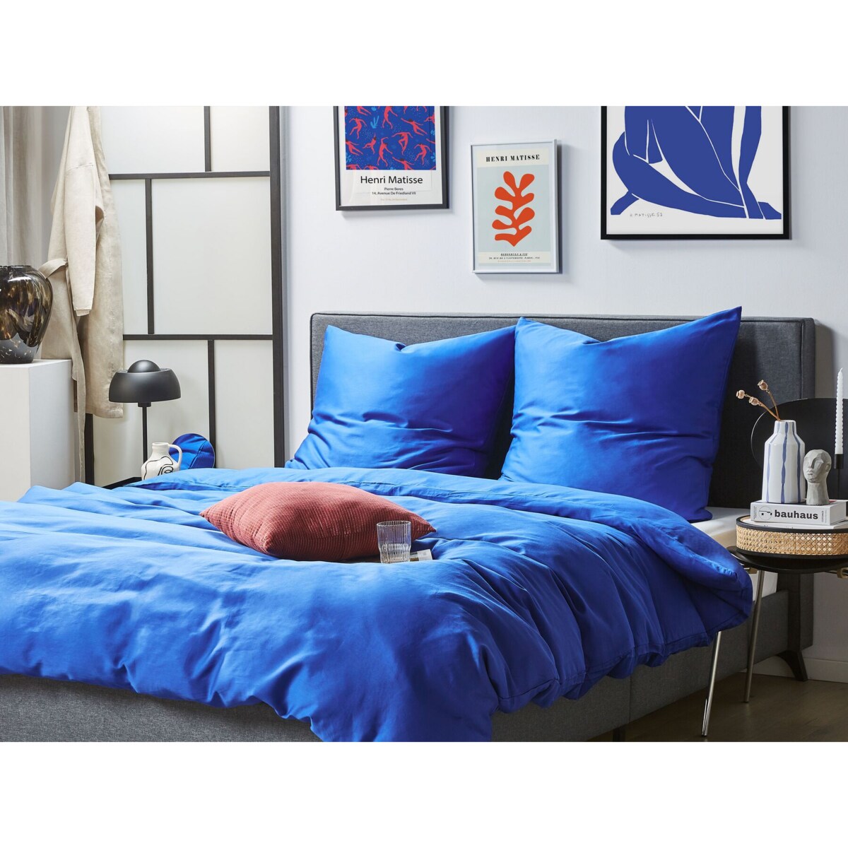 Komplet pościeli bawełnianej satynowej 155 x 220 cm niebieski HARMONRIDGE