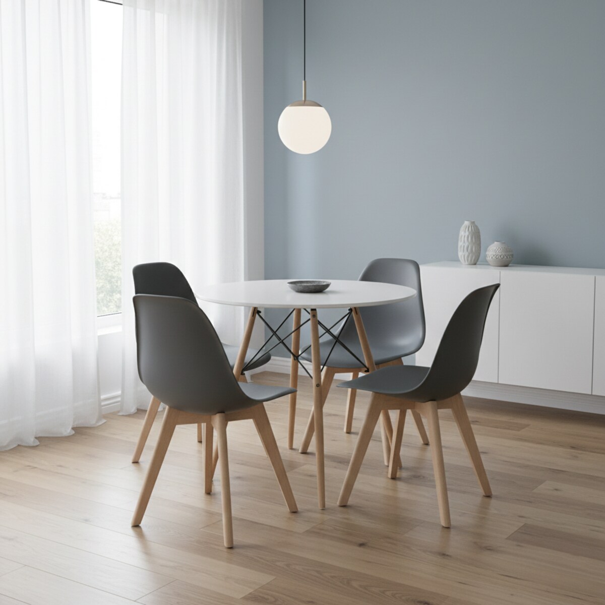 Krzesło Kito nowoczesny design Ciemnoszare / Nogi Naturalne X4