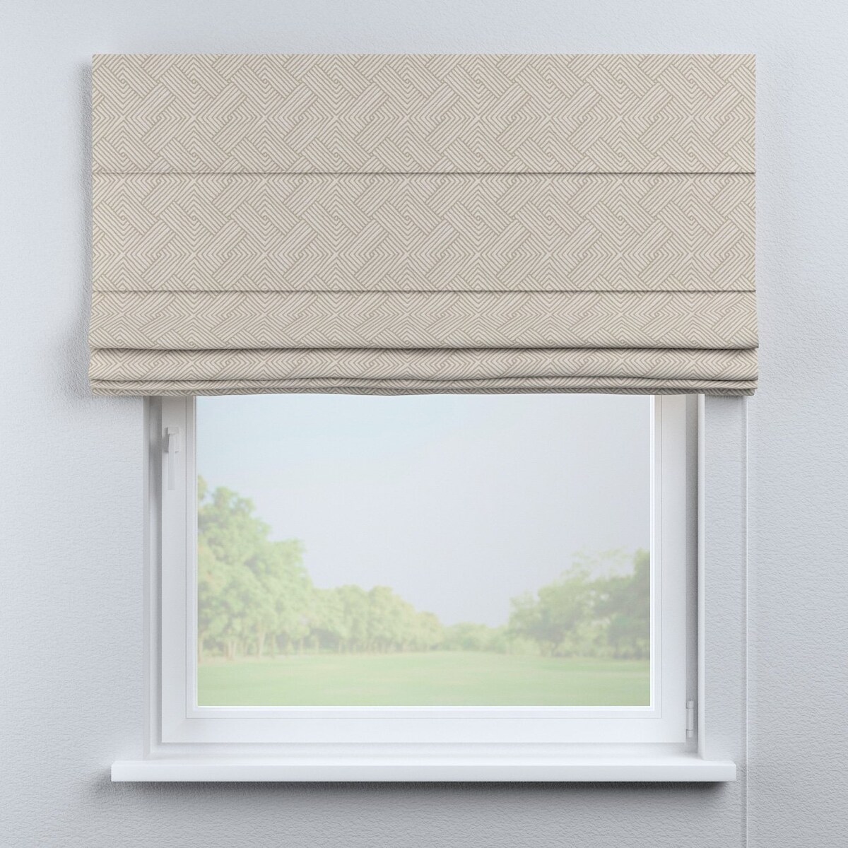 Roleta rzymska Capri, beżowo-kremowe geometryczne wzory, Sunny