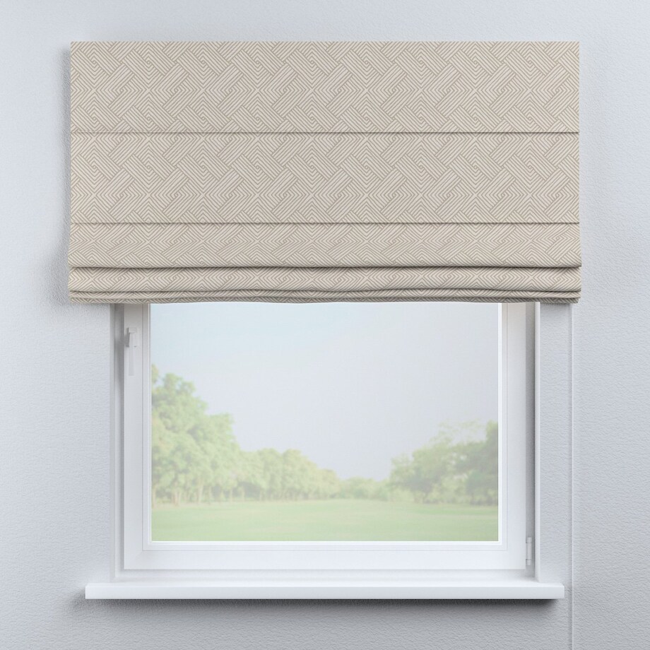 Roleta rzymska Capri, beżowo-kremowe geometryczne wzory, Sunny