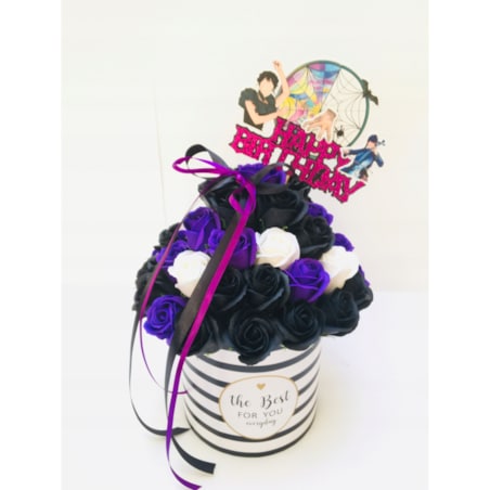 FLOWER BOX DUŻY kwiaty mydlane URODZINY z WEDNESDAY ADAMS prezent happy