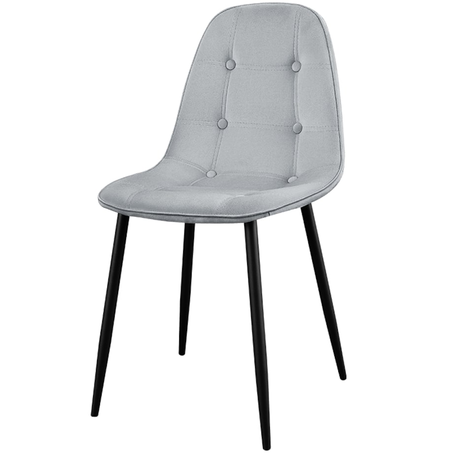 Krzesło tapicerowane welurowe pikowane do salonu jadalni szare z guzikami