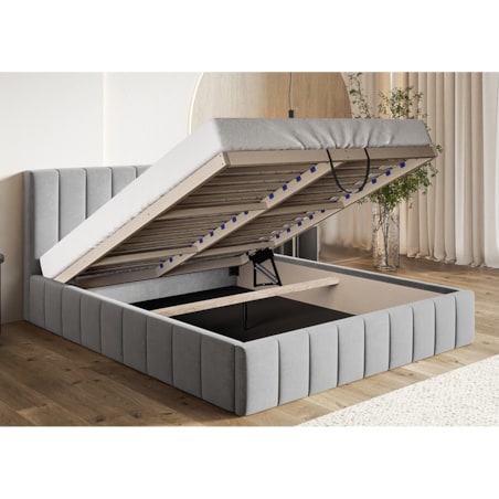 Łóżko jednoosobowe 120x200 OLDO 10 tapicerowane, z pojemnikiem- grafitowe