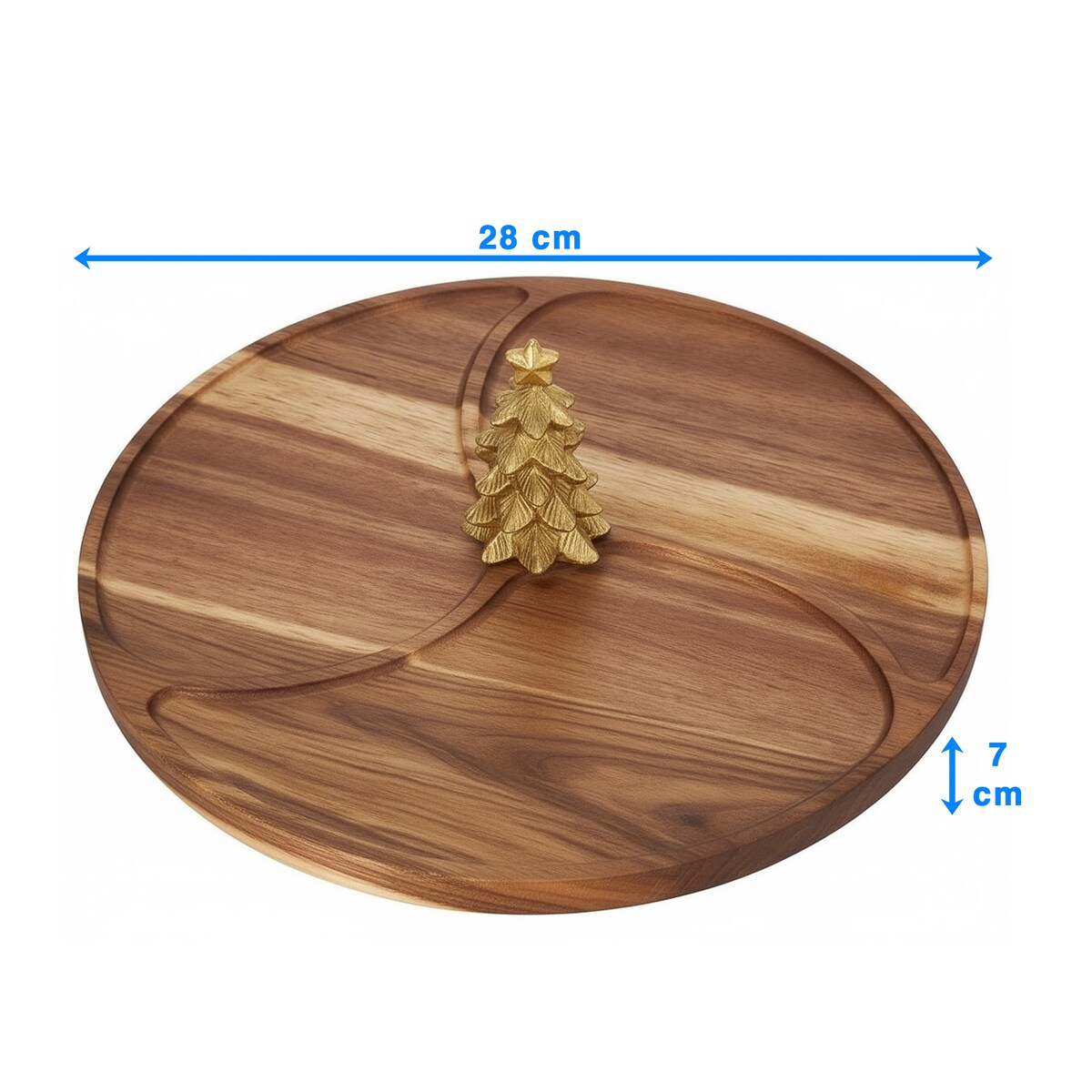 Deska Do Serwowania Świąteczna Boże Narodzenie Zdobiona Okrągła Akacjowa