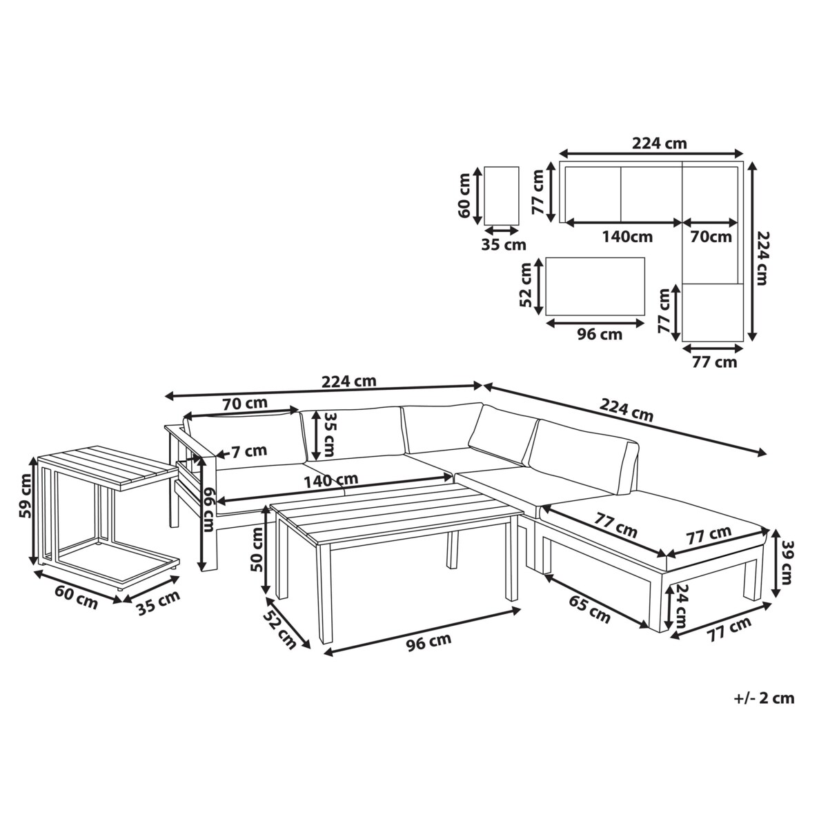 Narożnik ogrodowy ze stolikiem dla 5 osób MESSINA Lewostronny Beżowy/ zielony