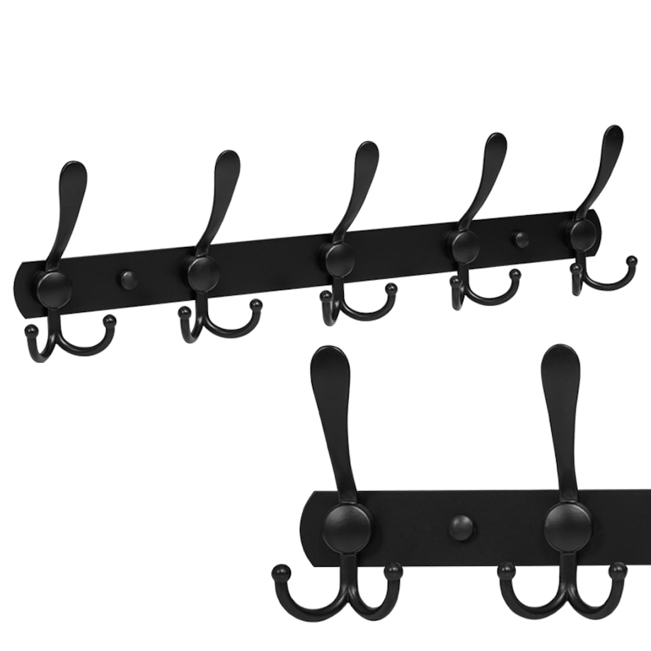 Wieszak ścienny do przedpokoju na ubrania akcesoria czarny haczyki