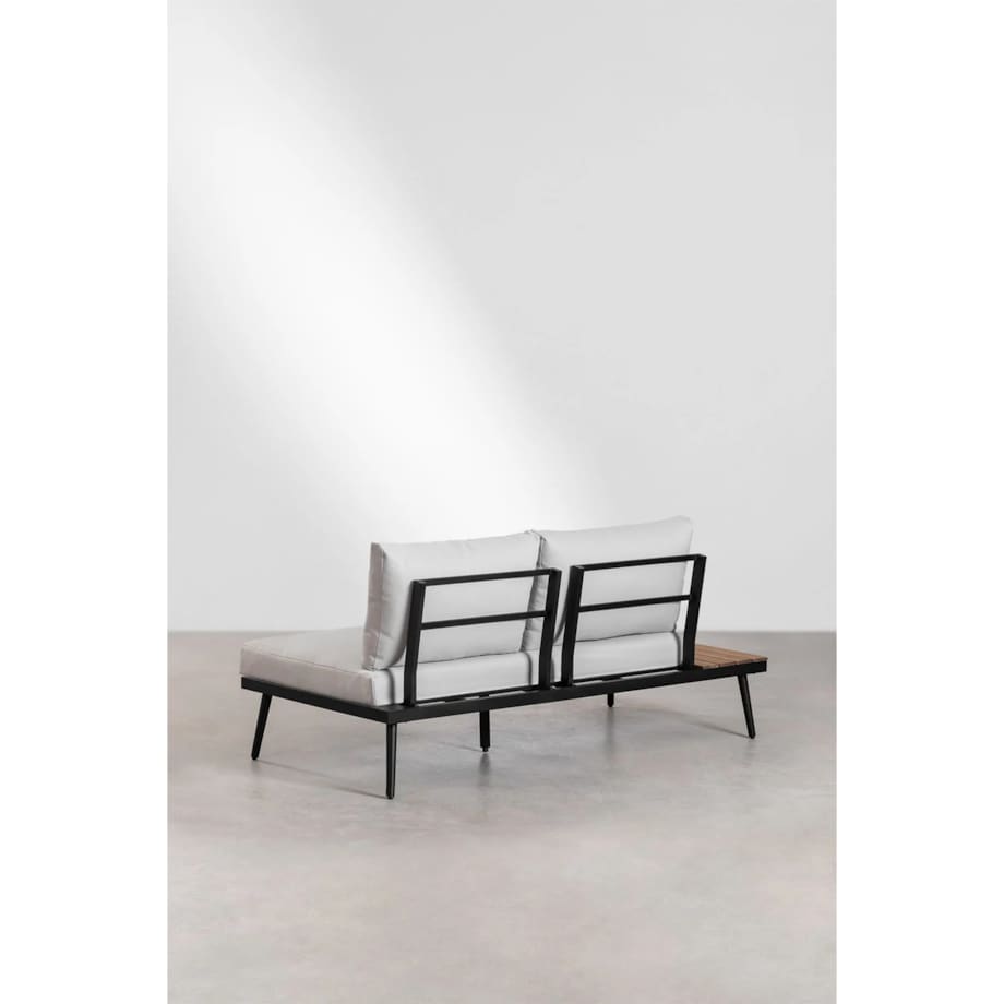 Zestaw ogrodowy: 4-osobowy narożnik ze stolikiem kawowym, aluminium i drewno akacjowe Kalen