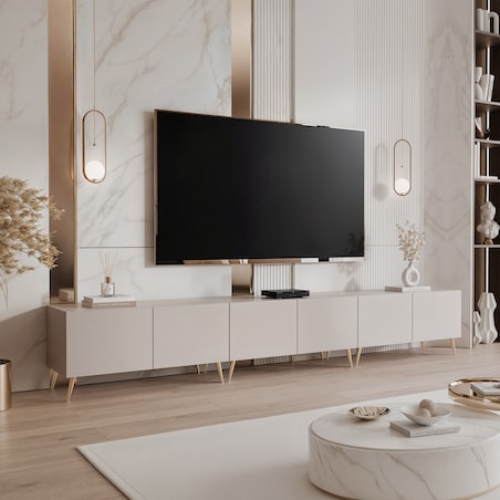 Szafka RTV KASZMIR na nóżkach ANGEL 300 cm z oświetleniem