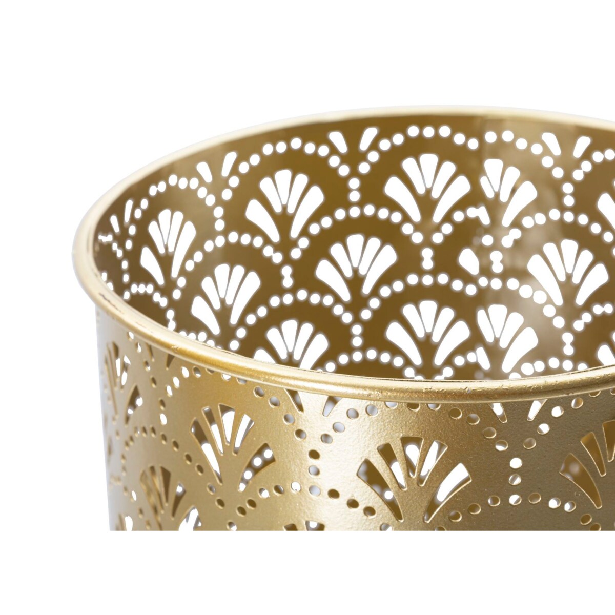 Kwietnik metalowy NAT, zestaw 2 szt., złoty, Ø 21x52 i 19x42 cm