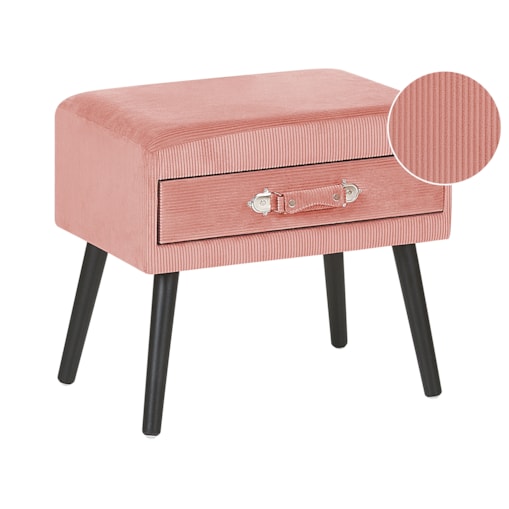 Stolik nocny sztruksowy różowy EUROSTAR