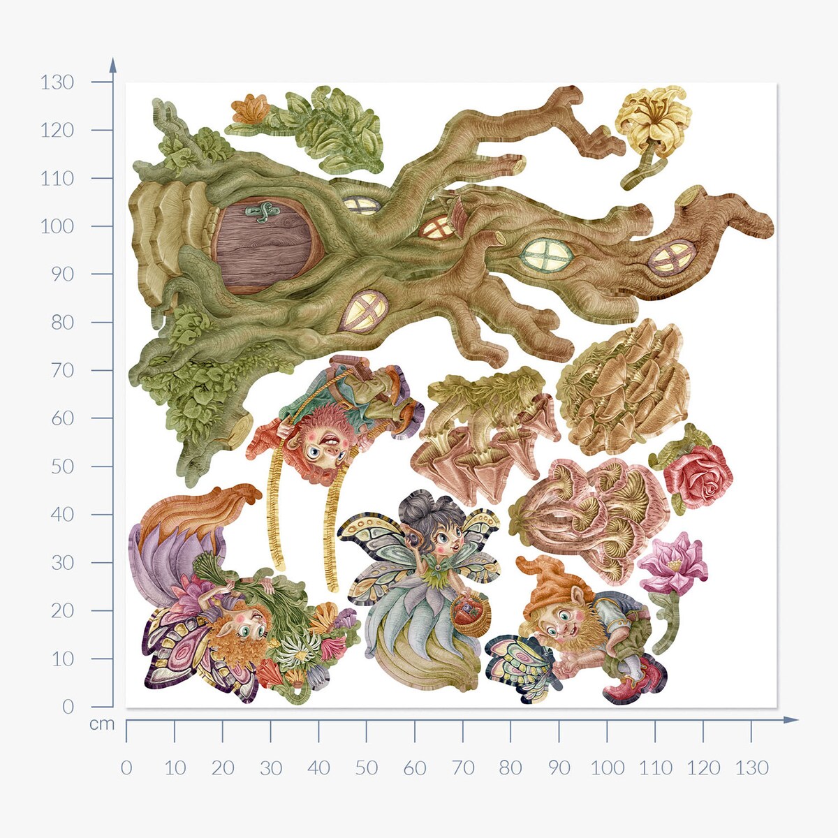 Zestaw naklejek na ścianę, Wróżkowy las, 130cm