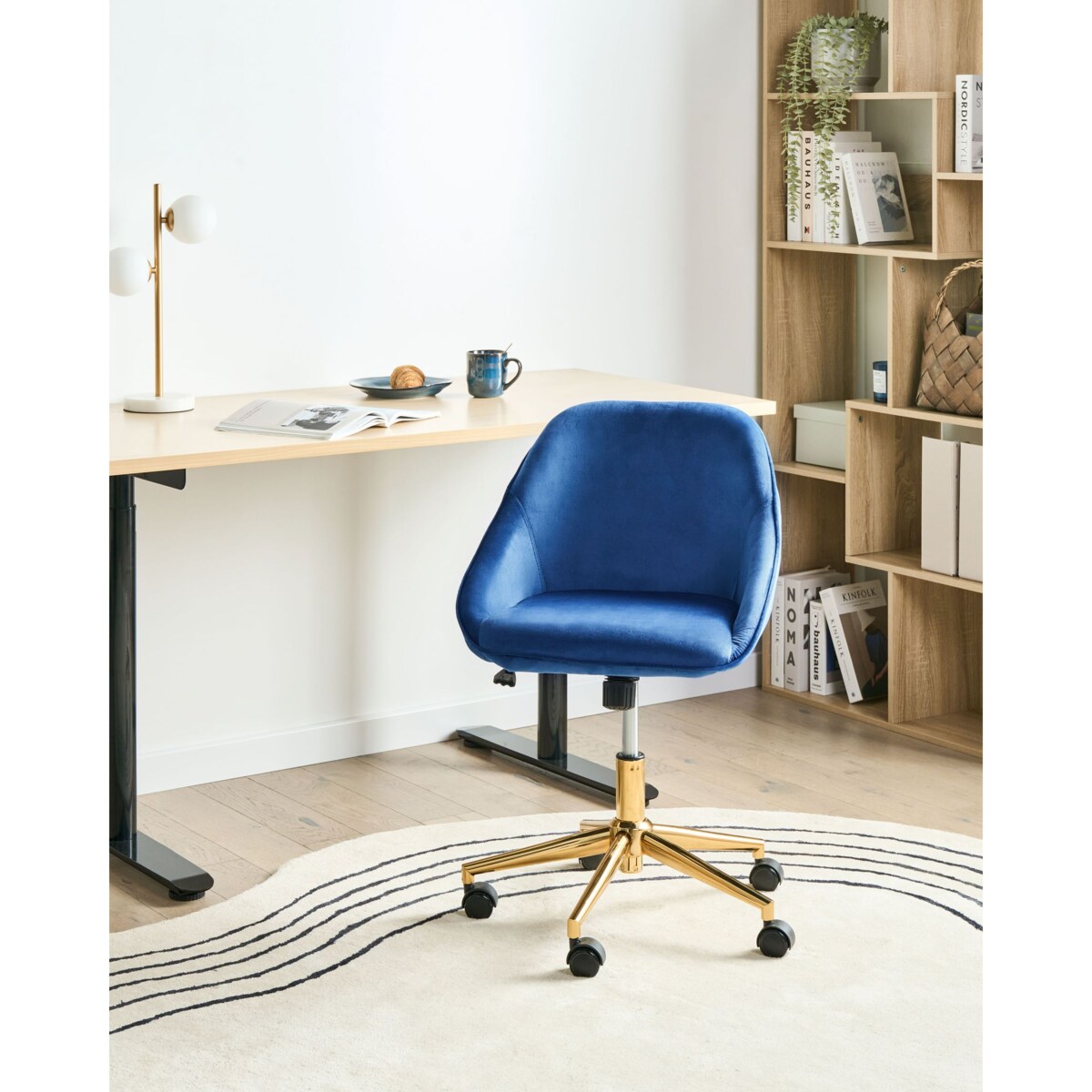 Krzesło obrotowe BARDSDALE Welur Granatowy